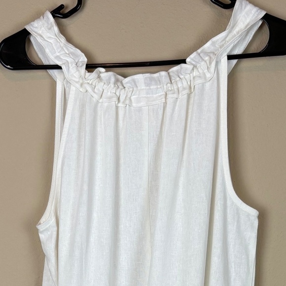 NWT 52seven Ivory Linen Blend Tiered Sleeveless Halter Neckline Midi Dress - Picture 11 of 16